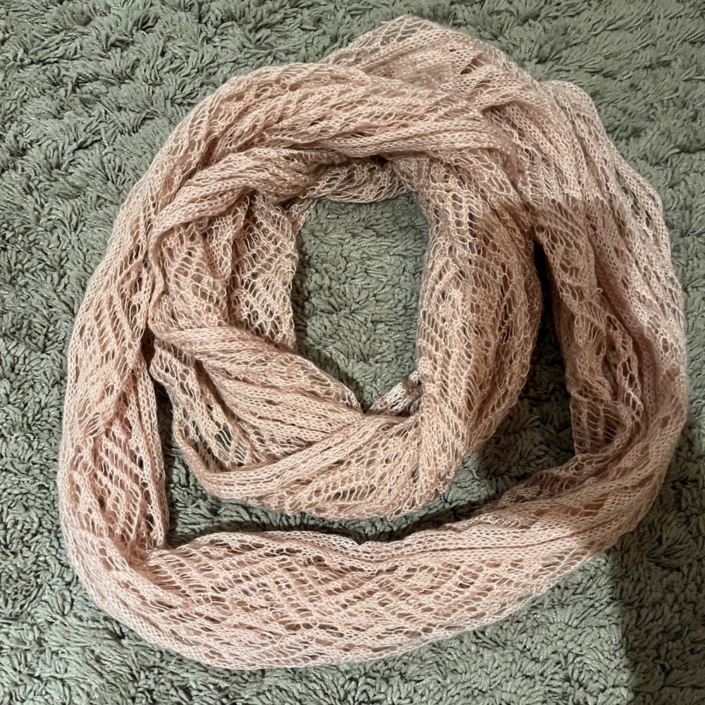 Grace & Lace knit infinity scarf, peach color